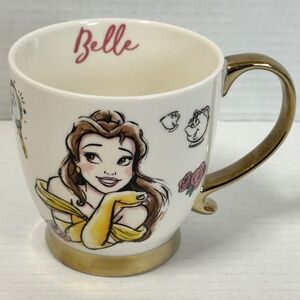 NEW! Disney Princess Belle Beauty & The Beast Coffee Mug w/ Gold Handle
